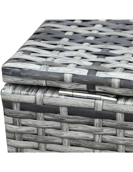 Outsunny 4pc Garden Rattan Wicker Outdoor Furniture Patio Corner Sofa Love Seat and Table Set  with Cushions Side Desk Storage, 