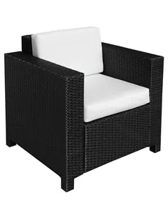Outsunny Single Seater Rattan Chair Sofa with 10 cm Thick Padded Cushion, All-Weather PE Wicker Weave Garden Armchair with Armre