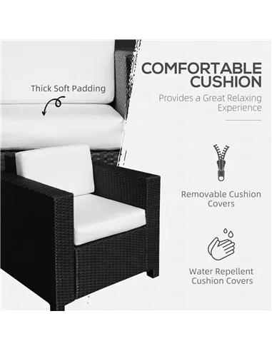 Outsunny Single Seater Rattan Chair Sofa with 10 cm Thick Padded Cushion, All-Weather PE Wicker Weave Garden Armchair with Armre