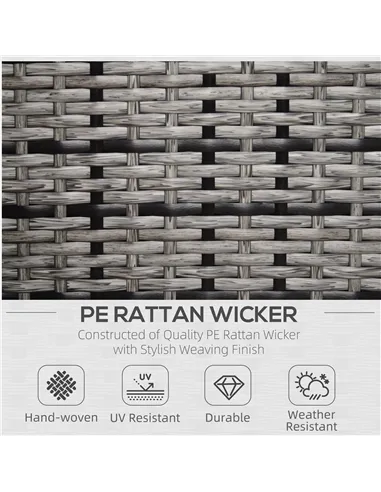 Outsunny Single Seater Rattan Chair Sofa with 10 cm Thick Padded Cushion, All-Weather PE Wicker Weave Garden Armchair with Armre