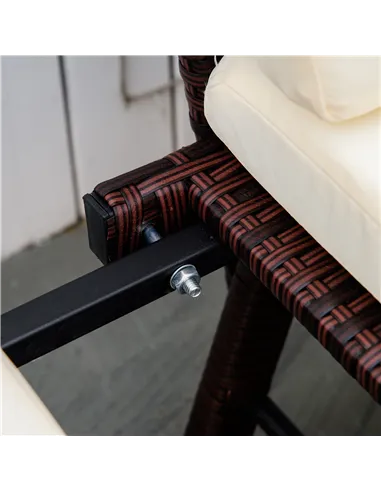 Outsunny 2-Seater 2-in-1 Rattan Convertible Sofa Daybed Brown