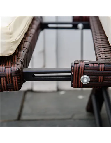 Outsunny 2-Seater 2-in-1 Rattan Convertible Sofa Daybed Brown