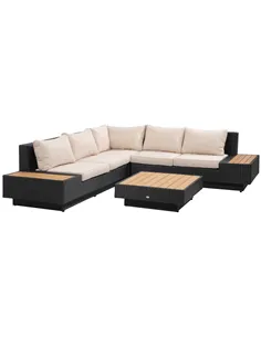 Outsunny 4 PCs Rattan Garden Furniture Outdoor Sectional Corner Sofa and Coffee Table Set  Conservatory Wicker Weave Furniture w