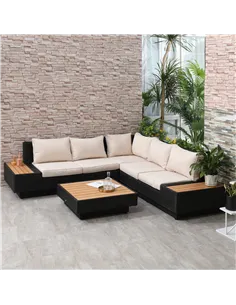Outsunny 4 PCs Rattan Garden Furniture Outdoor Sectional Corner Sofa and Coffee Table Set  Conservatory Wicker Weave Furniture w 2