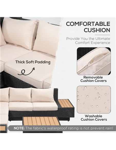 Outsunny 4 PCs Rattan Garden Furniture Outdoor Sectional Corner Sofa and Coffee Table Set  Conservatory Wicker Weave Furniture w