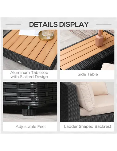 Outsunny 4 PCs Rattan Garden Furniture Outdoor Sectional Corner Sofa and Coffee Table Set  Conservatory Wicker Weave Furniture w