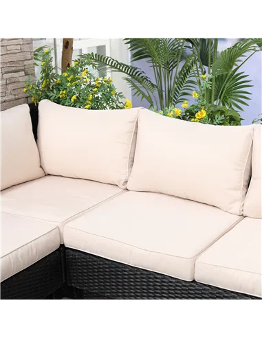 Outsunny 4 PCs Rattan Garden Furniture Outdoor Sectional Corner Sofa and Coffee Table Set  Conservatory Wicker Weave Furniture w