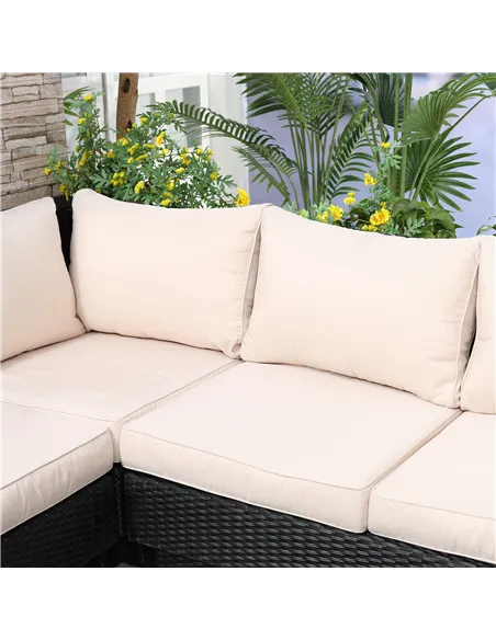 Outsunny 4 PCs Rattan Garden Furniture Outdoor Sectional Corner Sofa and Coffee Table Set  Conservatory Wicker Weave Furniture w