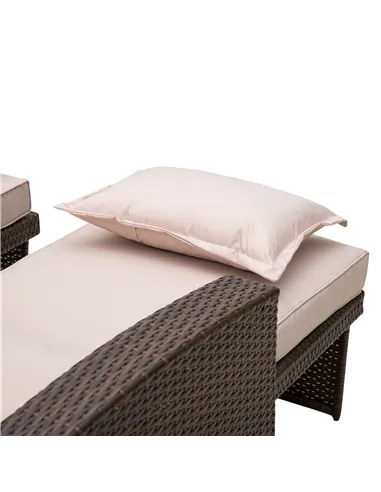 Outsunny 2-Seater Rattan Sofa Lounger Set-Brown