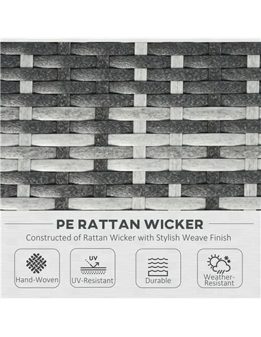 Outsunny 6 PC Rattan Sofa Coffee Table Set Sectional Wicker Weave Furniture for Garden Outdoor Conservatory w/ Pillow Cushion Gr