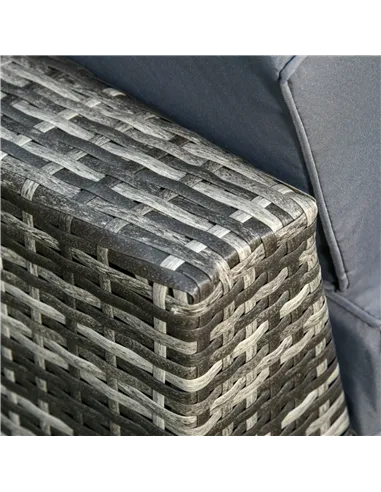 Outsunny 6 PC Rattan Sofa Coffee Table Set Sectional Wicker Weave Furniture for Garden Outdoor Conservatory w/ Pillow Cushion Gr