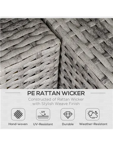 Outsunny Outdoor PE Rattan Corner Sofa, Garden Wicker Furniture Single Sofa Chair w/ Cushions, Light Grey