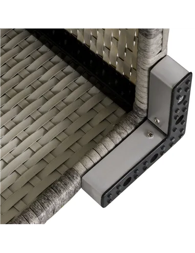 Outsunny Outdoor PE Rattan Corner Sofa, Garden Wicker Furniture Single Sofa Chair w/ Cushions, Light Grey