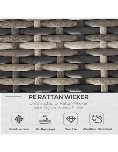 Outsunny Outdoor PE Rattan Corner Sofa, Garden Wicker Furniture Single Sofa Chair w/ Cushions, Deep Grey