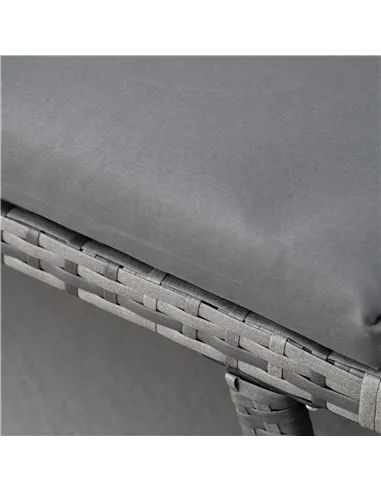 Outsunny 2 Seater Rattan Sofa with Cushions, 2-in-1 PE Rattan Daybed Sofa with Left Up or Down Armrests, Garden Chaise Lounger L