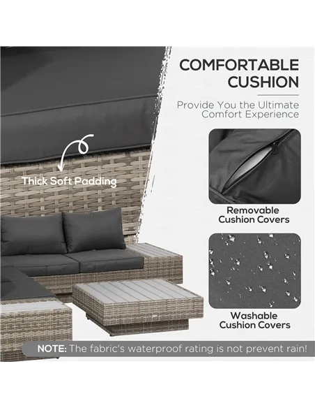 Outsunny 4 PCs Rattan Garden Furniture Outdoor Sectional Corner Sofa and Coffee Table Set  Conservatory Wicker Weave Furniture w