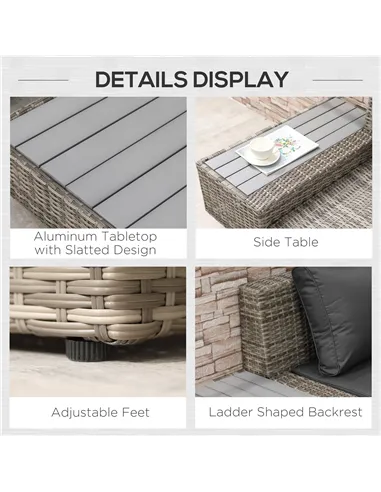 Outsunny 4 PCs Rattan Garden Furniture Outdoor Sectional Corner Sofa and Coffee Table Set  Conservatory Wicker Weave Furniture w