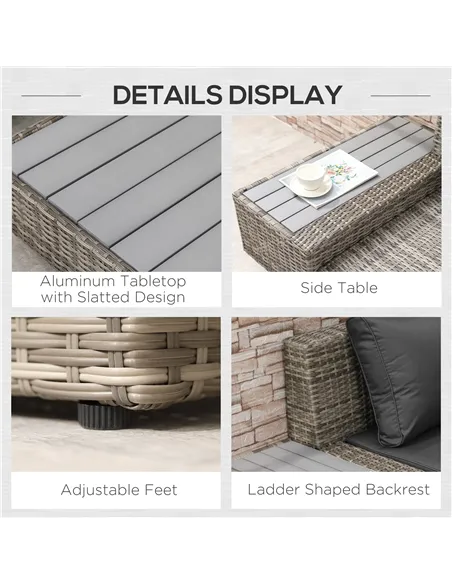 Outsunny 4 PCs Rattan Garden Furniture Outdoor Sectional Corner Sofa and Coffee Table Set  Conservatory Wicker Weave Furniture w