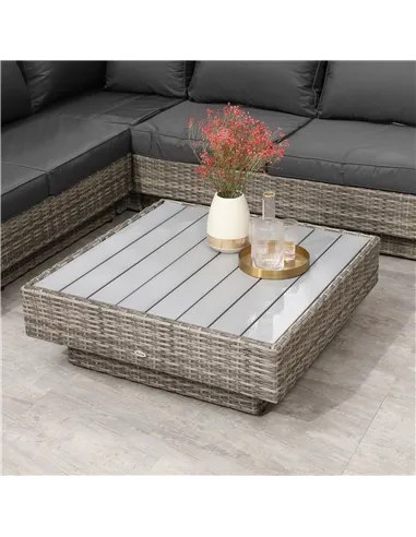 Outsunny 4 PCs Rattan Garden Furniture Outdoor Sectional Corner Sofa and Coffee Table Set  Conservatory Wicker Weave Furniture w