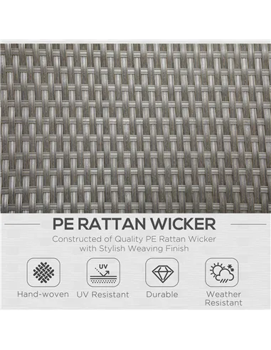 Outsunny 4 Piece Rattan Garden Furniture Set Outdoor Sofa Sectional Set with Glass Top Table for Poolside, Grey