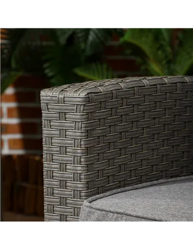 Outsunny 4 Piece Rattan Garden Furniture Set Outdoor Sofa Sectional Set with Glass Top Table for Poolside, Grey