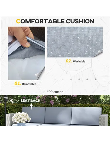 Outsunny 5-Piece Rattan Patio Furniture Set with Corner Sofa, Footstools, Coffee Table, for Poolside, Grey