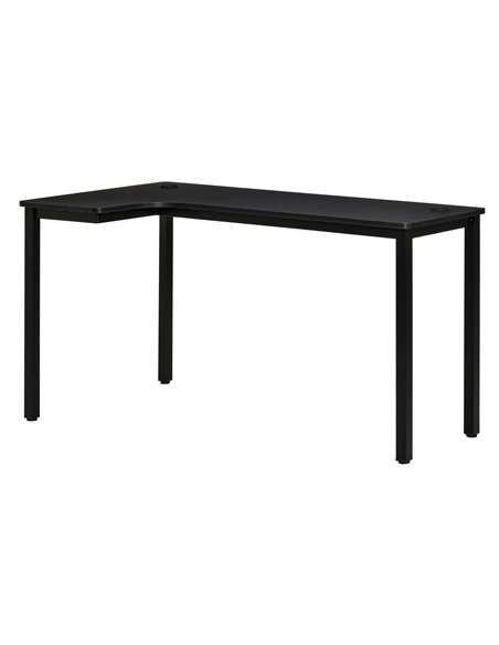 HOMCOM L-Shaped Gaming Desk, Computer Corner Desk, Home Office Workstation with Cable Management, 145 x 81 x 76cm, Black, Left