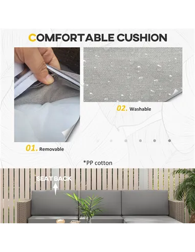 Outsunny 5-Piece Rattan Patio Furniture Set with Corner Sofa, Footstools, Coffee Table, for Poolside, Brown