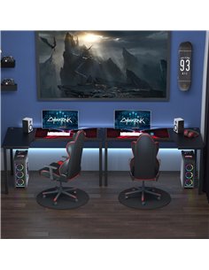 HOMCOM L-Shaped Gaming Desk, Computer Corner Desk, Home Office Workstation with Cable Management, 145 x 81 x 76cm, Black, Left 2