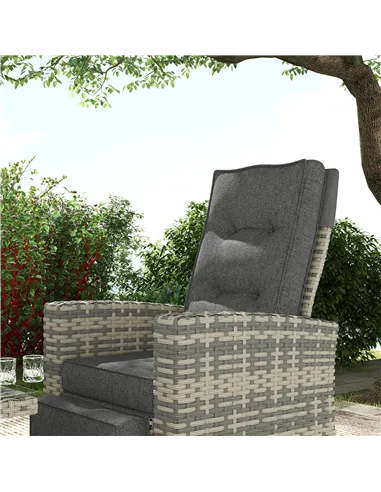 Outsunny 4 Piece Rattan Garden Furniture Set Outdoor Sofa Sectional Set with Glass Top Table for Poolside, Light Grey