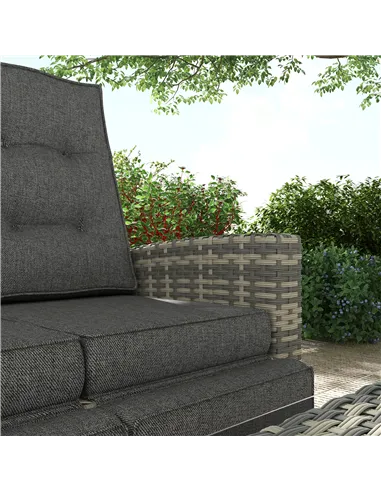 Outsunny 4 Piece Rattan Garden Furniture Set Outdoor Sofa Sectional Set with Glass Top Table for Poolside, Light Grey