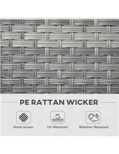 Outsunny 5-Piece Rattan Patio Furniture Set with Corner Sofa, Footstools, Glass Coffee Table, Cushions, Mixed Grey