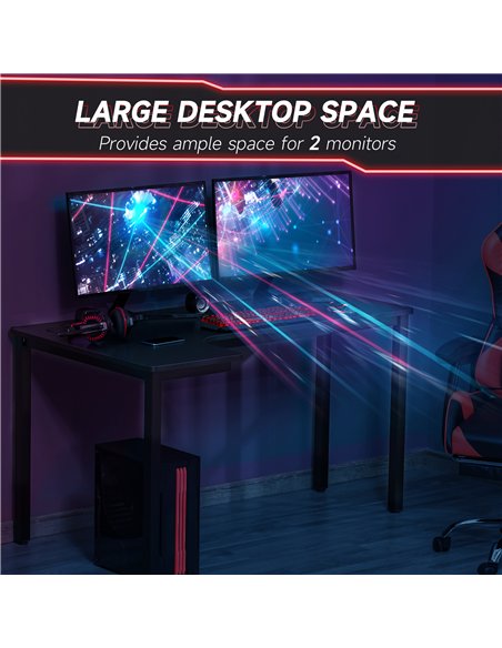 HOMCOM L-Shaped Gaming Desk, Computer Corner Desk, Home Office Workstation with Cable Management, 145 x 81 x 76cm, Black, Left