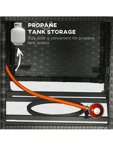 Outsunny 5-Piece Rattan Patio Furniture Set with Gas Fire Pit Table, Loveseat Sofa, Armchairs, Cushions, Pillows, Grey