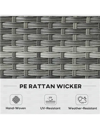 Outsunny 5-Piece Rattan Patio Furniture Set with Gas Fire Pit Table, Loveseat Sofa, Armchairs, Cushions, Pillows, Grey