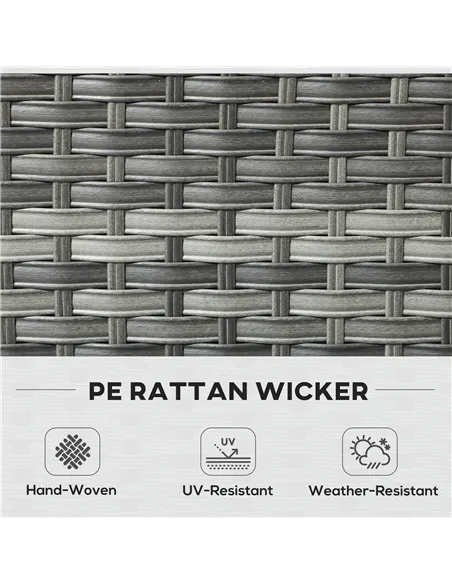 Outsunny 5-Piece Rattan Patio Furniture Set with Gas Fire Pit Table, Loveseat Sofa, Armchairs, Cushions, Pillows, Grey