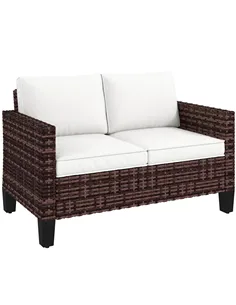 Outsunny Two-Seater Rattan Outdoor Sofa - Brown