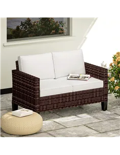 Outsunny Two-Seater Rattan Outdoor Sofa - Brown 2