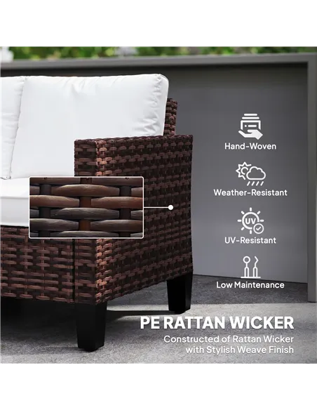 Outsunny Two-Seater Rattan Outdoor Sofa - Brown