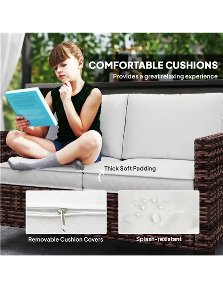 Outsunny Two-Seater Rattan Outdoor Sofa - Brown