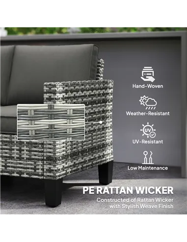 Outsunny Two-Seater Rattan Outdoor Sofa - Light Grey