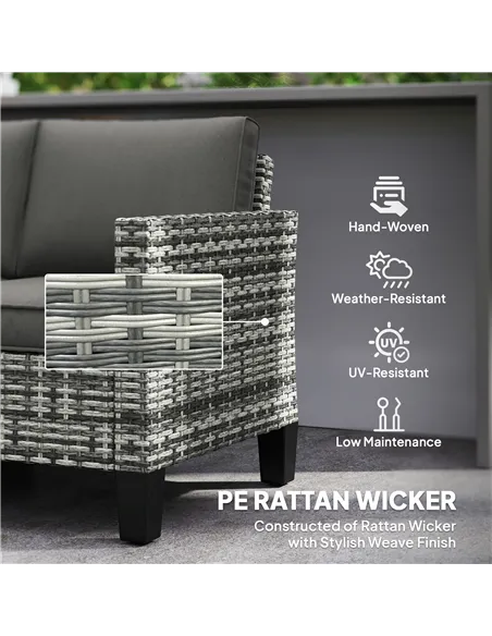 Outsunny Two-Seater Rattan Outdoor Sofa - Light Grey