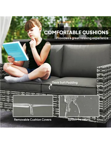 Outsunny Two-Seater Rattan Outdoor Sofa - Light Grey