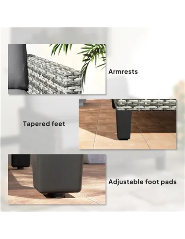 Outsunny Two-Seater Rattan Outdoor Sofa - Light Grey