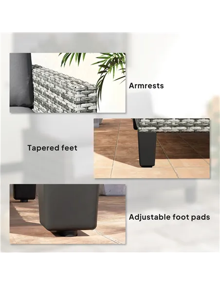 Outsunny Two-Seater Rattan Outdoor Sofa - Light Grey