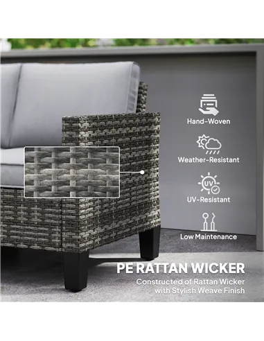 Outsunny Two-Seater Rattan Outdoor Sofa - Dark Grey