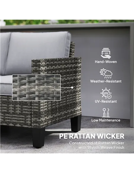 Outsunny Two-Seater Rattan Outdoor Sofa - Dark Grey