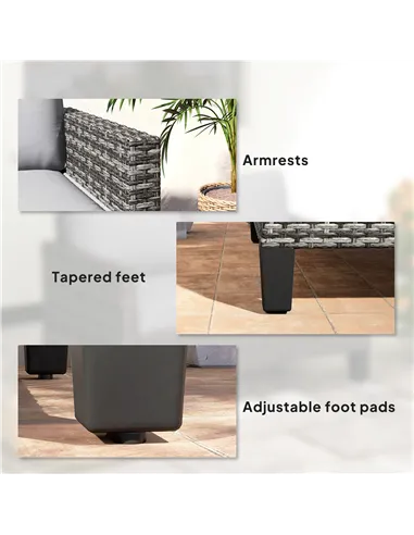 Outsunny Two-Seater Rattan Outdoor Sofa - Dark Grey