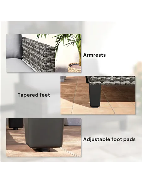 Outsunny Two-Seater Rattan Outdoor Sofa - Dark Grey