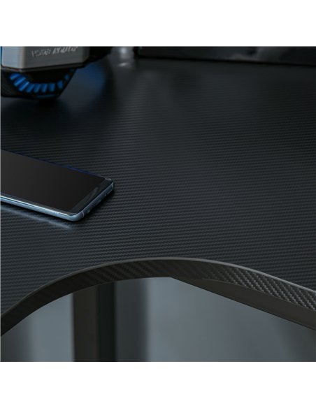 HOMCOM L-Shaped Gaming Desk, Computer Corner Desk, Home Office Workstation with Cable Management, 145 x 81 x 76cm, Black, Left